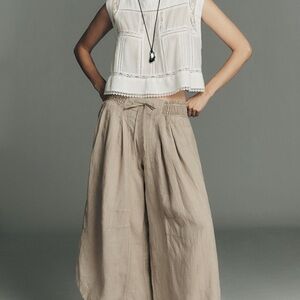 Sold out Wide-Leg Smocked Waist Pants in Beige